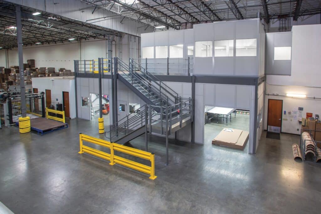 Texas Steel Mezzanine Floor with Modular Office on Top