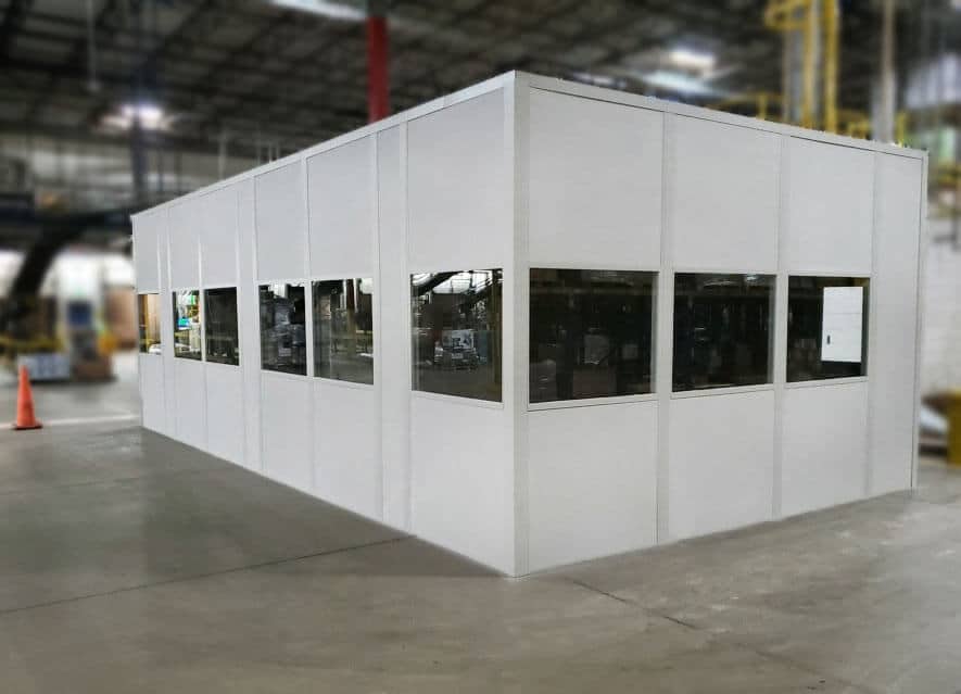 Panel Built one-story premanufactured modular office in white