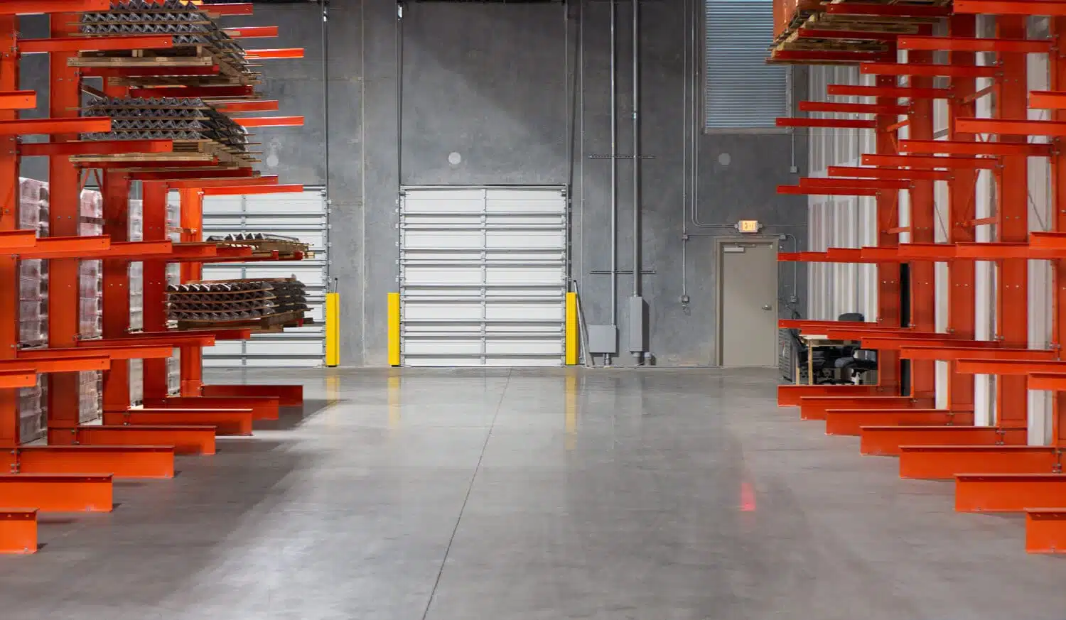 Cantilever racking in modern warehouse